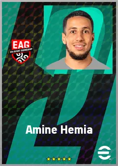 Amine Hemia eFootball 2026 player card, 70 OVR AMF