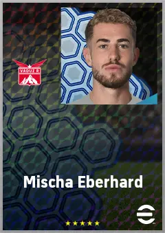 Mischa Eberhard eFootball 2026 player card, 65 OVR CMF