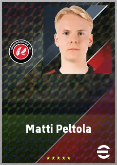 Matti Peltola eFootball 2026 player card, 70 OVR DMF