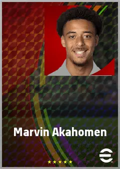 Marvin Akahomen eFootball 2026 player card, 65 OVR CB