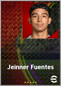 Jeinner Fuentes eFootball 2026 player card, 67 OVR CF