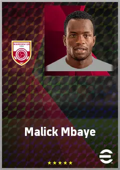 Malick Mbaye eFootball 2026 player card, 68 OVR RWF