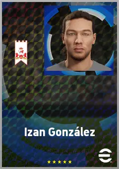 Izan González eFootball 2026 player card, 66 OVR CMF