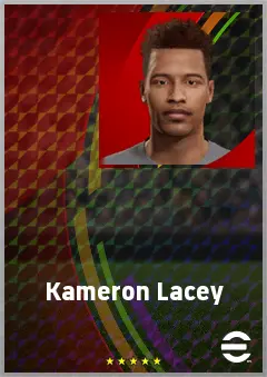 Kameron Lacey eFootball 2026 player card, 68 OVR CF