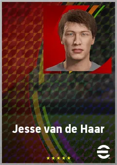 Jesse van de Haar eFootball 2026 player card, 66 OVR CF