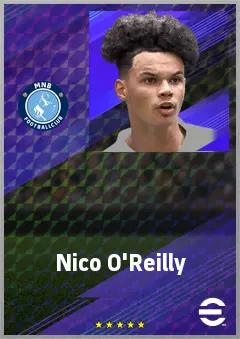 Nico O'Reilly eFootball 2026 player card, 77 OVR LB