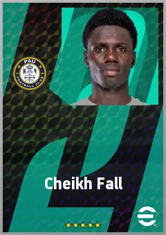 Cheikh Fall eFootball 2026 player card, 64 OVR CMF