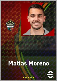 Matías Moreno eFootball 2026 player card, 72 OVR CB