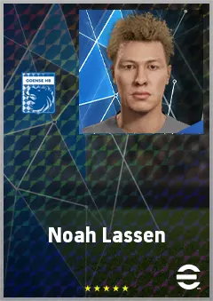 Noah Lassen eFootball 2026 player card, 62 OVR DMF