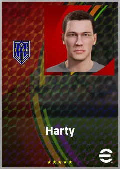 Harty eFootball 2026 player card, 73 OVR DMF