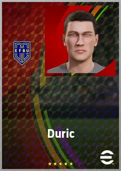 Duric eFootball 2026 player card, 75 OVR CB