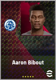 Aaron Bibout eFootball 2026 player card, 65 OVR CF