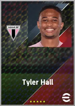 Tyler Hall eFootball 2026 player card, 65 OVR CB