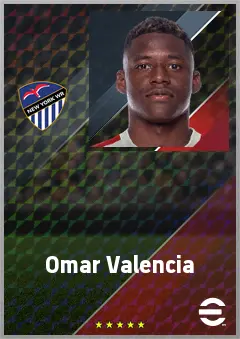 Omar Valencia eFootball 2026 player card, 71 OVR LB