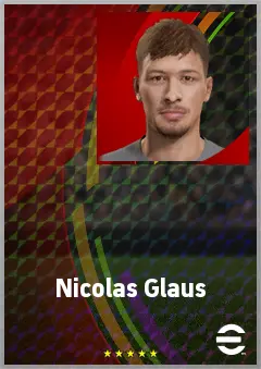 Nicolas Glaus eFootball 2026 player card, 62 OVR GK