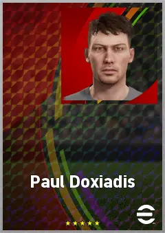 Paul Doxiadis eFootball 2026 player card, 58 OVR RMF