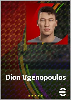 Dion Vgenopoulos eFootball 2026 player card, 58 OVR RMF
