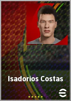 Isadorios Costas eFootball 2026 player card, 57 OVR CMF