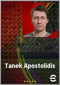 Tanek Apostolidis eFootball 2026 player card, 57 OVR LWF