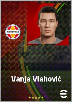 Vanja Vlahović eFootball 2026 player card, 67 OVR CF