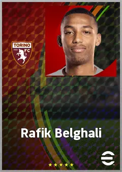 Rafik Belghali eFootball 2026 player card, 71 OVR RB