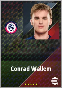 Conrad Wallem eFootball 2026 player card, 72 OVR LMF