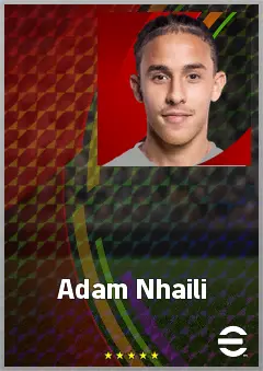 Adam Nhaili eFootball 2026 player card, 63 OVR LMF