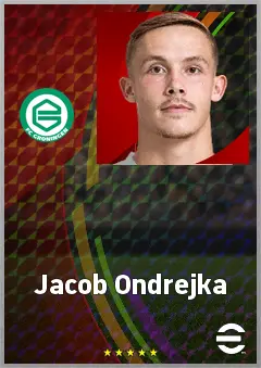 Jacob Ondrejka eFootball 2026 player card, 72 OVR LMF