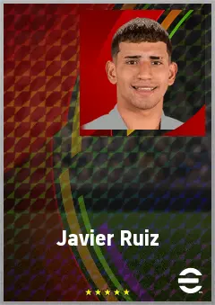 Javier Ruiz eFootball 2026 player card, 73 OVR RWF