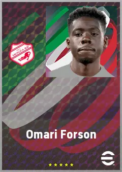 Omari Forson eFootball 2026 player card, 67 OVR RWF