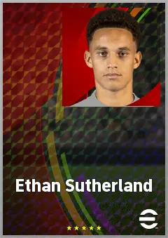 Ethan Sutherland eFootball 2026 player card, 64 OVR LMF