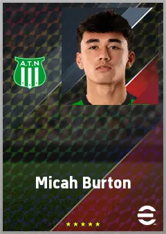 Micah Burton eFootball 2026 player card, 63 OVR AMF