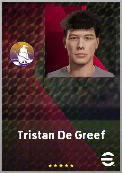 Tristan De Greef eFootball 2026 player card, 66 OVR RWF