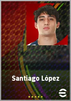 Santiago López eFootball 2026 player card, 66 OVR CF