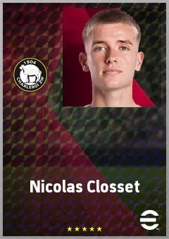 Nicolas Closset eFootball 2026 player card, 61 OVR GK