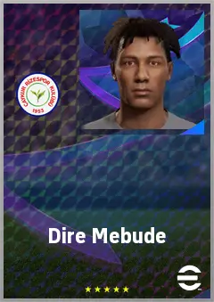 Dire Mebude eFootball 2026 player card, 67 OVR RWF