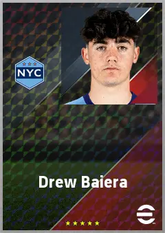 Drew Baiera eFootball 2026 player card, 63 OVR RB