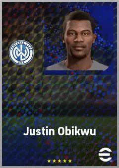 Justin Obikwu eFootball 2026 player card, 64 OVR SS