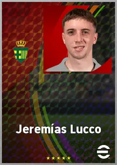 Jeremías Lucco eFootball 2026 player card, 67 OVR AMF