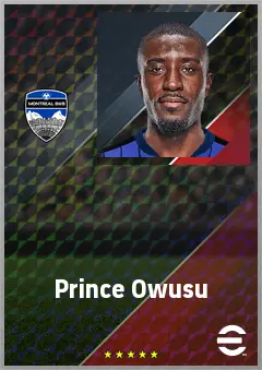 Prince Owusu eFootball 2026 player card, 73 OVR CF