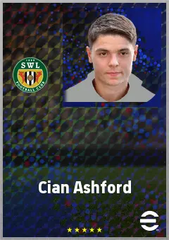 Cian Ashford eFootball 2026 player card, 67 OVR RWF