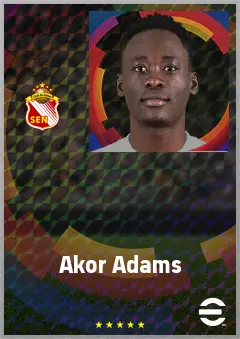Akor Adams eFootball 2026 player card, 73 OVR CF