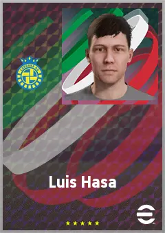 Luis Hasa eFootball 2026 player card, 70 OVR AMF