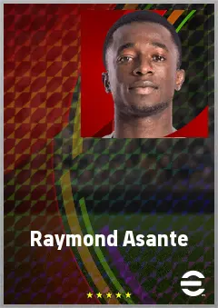 Raymond Asante eFootball 2026 player card, 63 OVR RWF