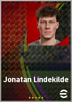 Jonatan Lindekilde eFootball 2026 player card, 64 OVR CMF