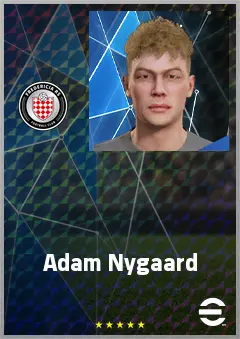 Adam Nygaard eFootball 2026 player card, 62 OVR CB