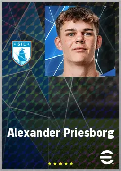 Alexander Priesborg eFootball 2026 player card, 62 OVR CB