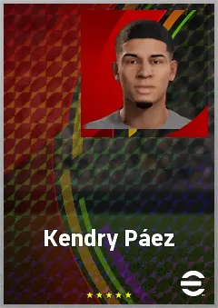 Kendry Páez eFootball 2026 player card, 71 OVR AMF