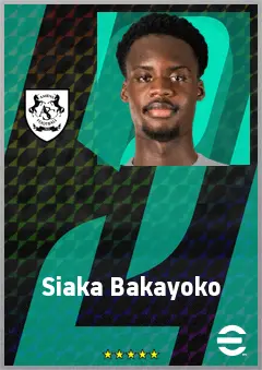 Siaka Bakayoko eFootball 2026 player card, 68 OVR CB