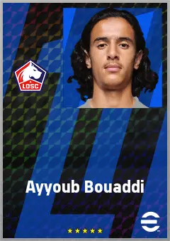 Ayyoub Bouaddi eFootball 2026 player card, 75 OVR CMF